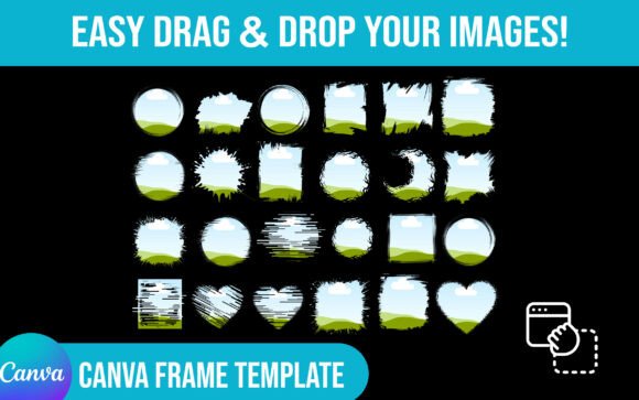24 Brushstroke Canva Frame Template for Creative Projects