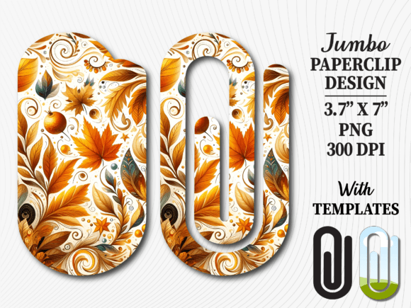 Autumn Leaf Watercolor Jumbo Paperclip: A Creative Digital Asset for Seasonal Projects