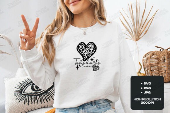 Teachers Love Leopard Heart Design