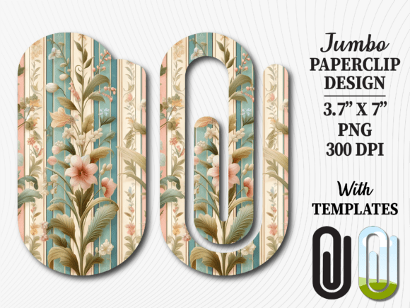 Vintage Shabby Floral Jumbo Paperclip